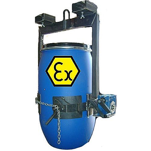 Implemento bidón con cadena para grúa ATEX para Atmósferas Explosivas