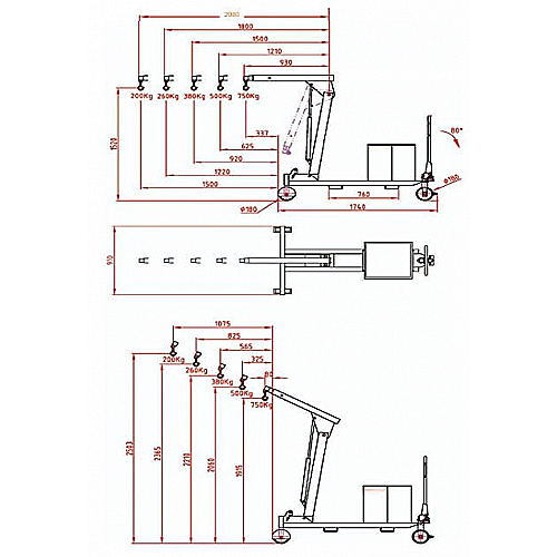Grua contrapesada larga plegable - 0