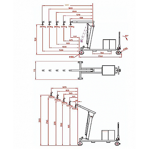Grua contrapesada larga plegable - 0