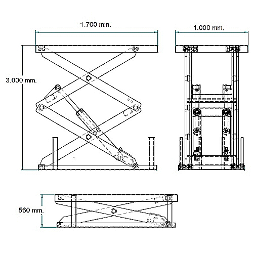 Mesa elevadora eléctrica 2000 kg. Plataforma de 1700 x 1000 - 0