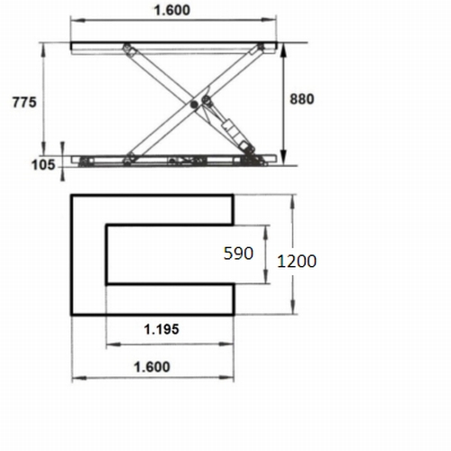 Mesa en U 1.500 kg - 0