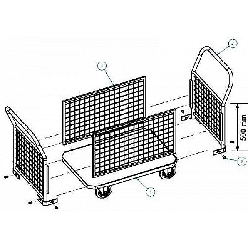 Plataforma malla 910 x 610. Ruedas macizas - 0