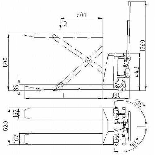 Transpaleta tijera manual 1.500 kg - 0