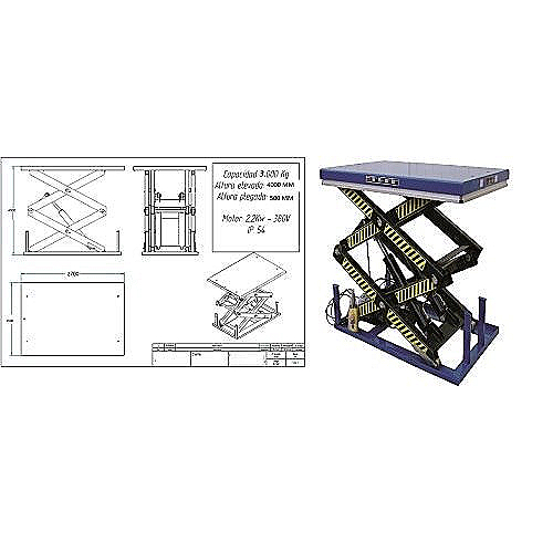 Mesa elevadora eléctrica 3.000 kg. Plataforma de 2700 x 1500 - 0